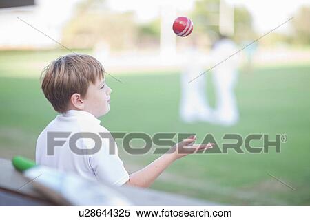 Stock Photography - Boy catching cricket ball. Fotosearch