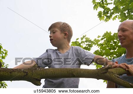Father and son climbing tree View Large Photo Image Stock Photography - Father and son climbing tree. Fotosearch