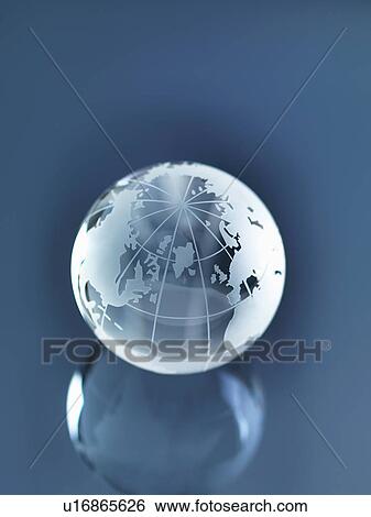 Stock Photograph - Glass Globe illustrating North America, Europe, Russia and Africa. Fotosearch