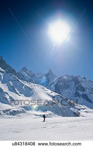 Stock Photo - La Vallee Blanche, Chamonix, France, on sunny day. Fotosearch