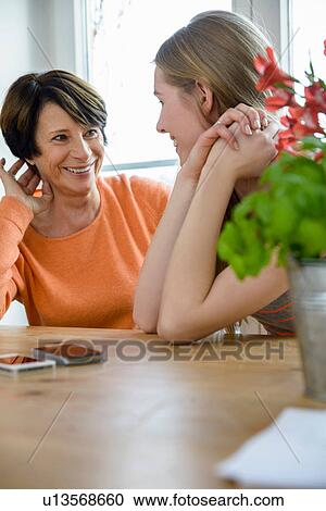 Mother and daughter talking View Large Photo Image Stock Image - Mother and daughter talking. Fotosearch