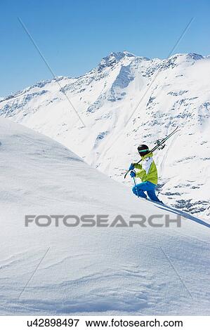 Skier on mountain View Large Photo Image Stock Photo - Skier on mountain. Fotosearch