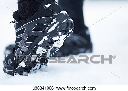Underside of snow running shoes View Large Photo Image Stock Photograph - Underside of snow running shoes. Fotosearch