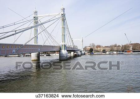 Picture - Albert Bridge during the day, London, UK. Fotosearch