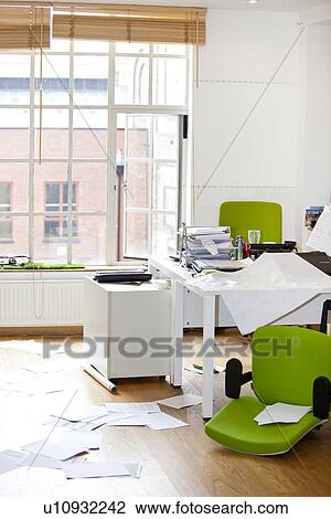 Stock Image - Close-up view of ransacked office. Fotosearch
