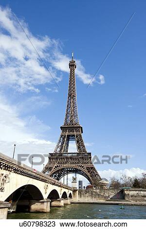 Stock Image - Eiffel Tower and River Seine in Paris, France. Fotosearch