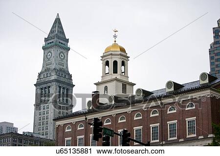 Faneuil Hall with Custom House Tower in background, Boston View Large Photo Image Stock Image - Faneuil Hall with Custom House Tower in background, Boston. Fotosearch