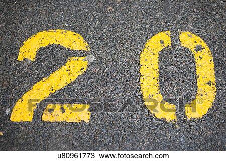 Numerical 20 painted in car park View Large Photo Image Stock Image - Numerical 20 painted in car park. Fotosearch
