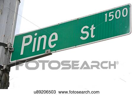 Stock Image - Pine Street sign, Seattle. Fotosearch