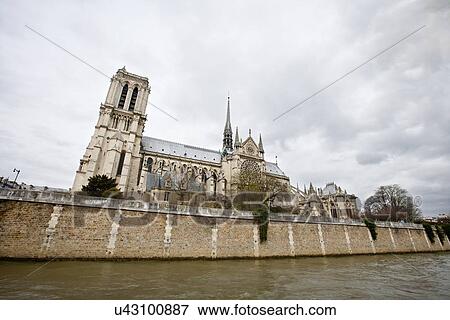 Side View of Notre Dame View Large Photo Image Stock Photo - Side View of Notre Dame . Fotosearch