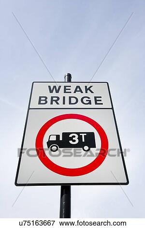 Stock Photo - Sign saying Weak Bridge. Fotosearch