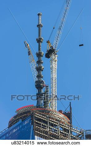 Crane on construction site of New World Trade Center View Large Photo Image Stock Photography - Crane on construction site of New World Trade Center. Fotosearch