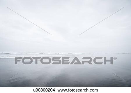 Picture - Fog over sandy beach . Fotosearch