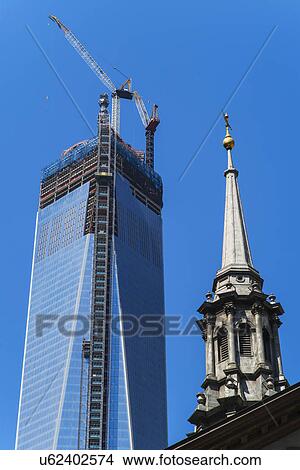 Freedom Tower and old steeple View Large Photo Image Picture - Freedom Tower and old steeple. Fotosearch