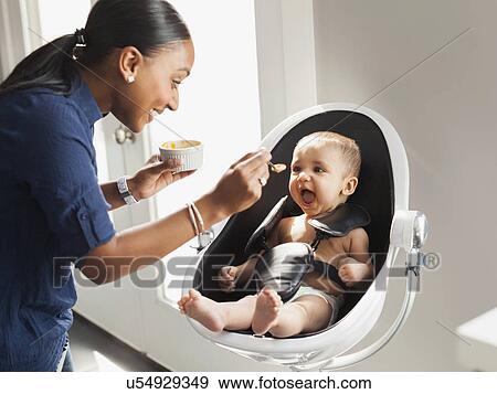 Stock Photo - Mother feeding baby (2-5 moths). Fotosearch