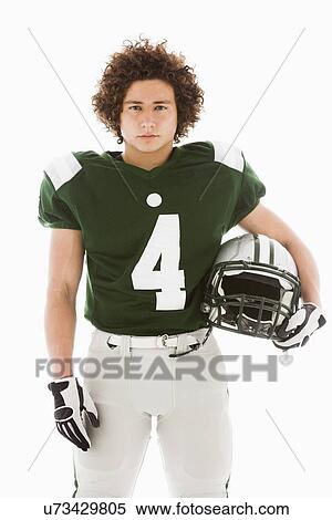 Stock Photography - Portrait of American football player. Fotosearch