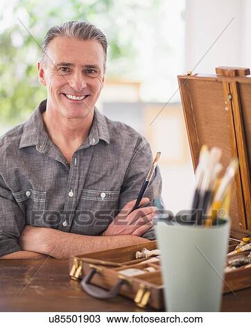 Portrait of content artist View Large Photo Image Stock Image - Portrait of content artist. Fotosearch