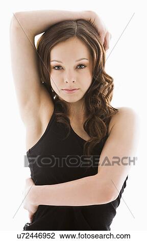 Stock Image - Portrait of gesturing girl (12-13) . Fotosearch