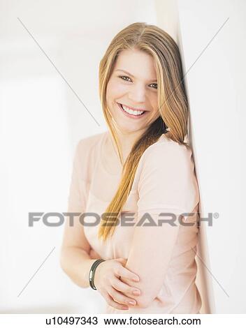 Portrait of smiling woman View Large Photo Image Stock Image - Portrait of smiling woman. Fotosearch