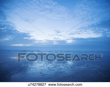 Sandy beach at sunset View Large Photo Image Stock Photo - Sandy beach at sunset. Fotosearch