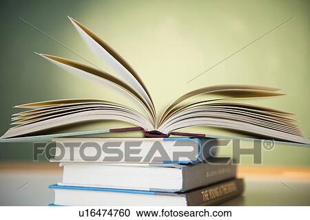 Stock Image - Studio Shot, Stack of books. Fotosearch