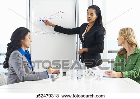 Businesswoman Giving Presentation To Female Colleagues View Large Photo Image Stock Photo - Businesswoman Giving Presentation To Female Colleagues. Fotosearch