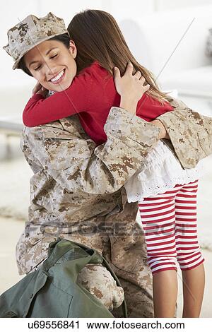 Daughter Greeting Military Mother Home On Leave View Large Photo Image Stock Image - Daughter Greeting Military Mother Home On Leave. Fotosearch