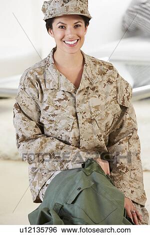 Female Soldier With Kit Bag Home For Leave View Large Photo Image Stock Photograph - Female Soldier With Kit Bag Home For Leave. Fotosearch