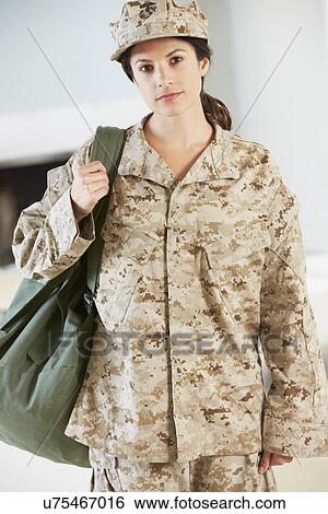 Female Soldier With Kit Bag Home For Leave View Large Photo Image Stock Photograph - Female Soldier With Kit Bag Home For Leave. Fotosearch
