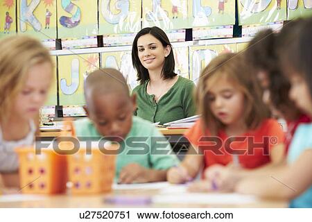 Group Of Elementary Age Children In Art Class With Teacher View Large Photo Image Stock Image - Group Of Elementary Age Children In Art Class With Teacher. Fotosearch
