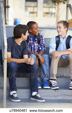 Group Of Male Teenage Pupils Outside Classroom View Large Photo Image Stock Image - Group Of Male Teenage Pupils Outside Classroom. Fotosearch