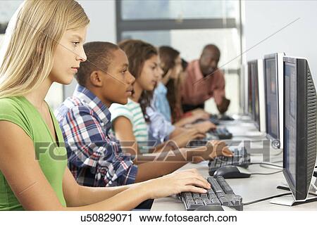 Group Of Students Working At Computers In Classroom View Large Photo Image Stock Image - Group Of Students Working At Computers In Classroom. Fotosearch