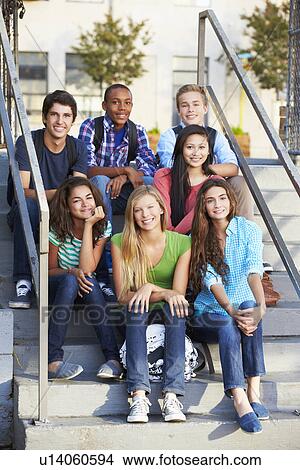 Group Of Teenage Pupils Outside Classroom View Large Photo Image Picture - Group Of Teenage Pupils Outside Classroom . Fotosearch
