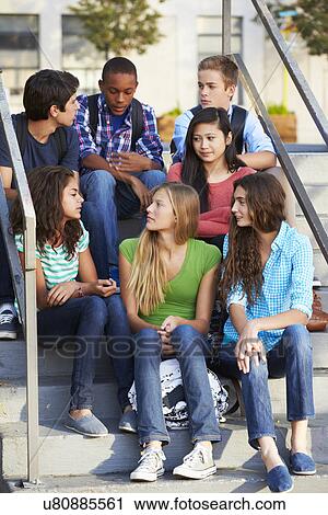 Group Of Teenage Pupils Outside Classroom View Large Photo Image Stock Image - Group Of Teenage Pupils Outside Classroom . Fotosearch