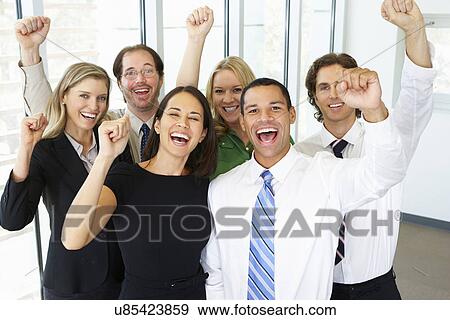 Portrait Of Business Team In Office Celebrating View Large Photo Image Stock Photo - Portrait Of Business Team In Office Celebrating. Fotosearch