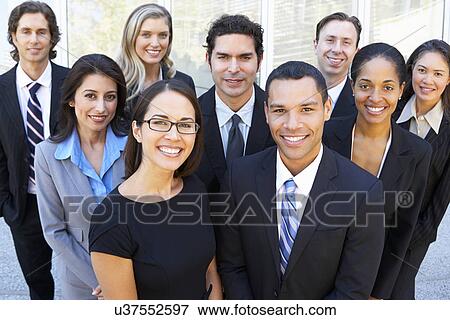 Portrait Of Business Team Outside Office View Large Photo Image Stock Photo - Portrait Of Business Team Outside Office. Fotosearch