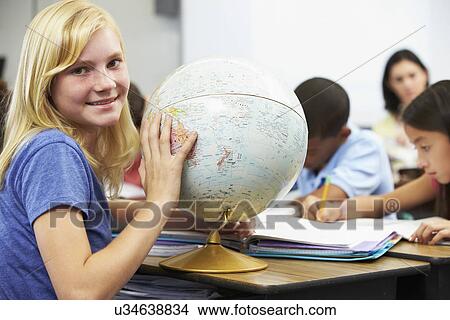 Pupils Studying Geography In Classroom View Large Photo Image Picture - Pupils Studying Geography In Classroom. Fotosearch