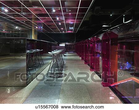Bar counter and stools in modern nightclub View Large Photo Image Stock Photo - Bar counter and stools in modern nightclub. Fotosearch