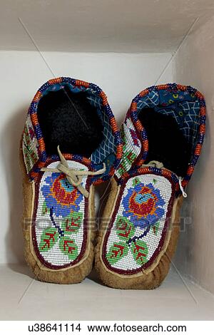 Beaded moccasins in a corner, Santa Fe, New Mexico, USA View Large Photo Image Picture - Beaded moccasins in a corner, Santa Fe, New Mexico, USA. Fotosearch