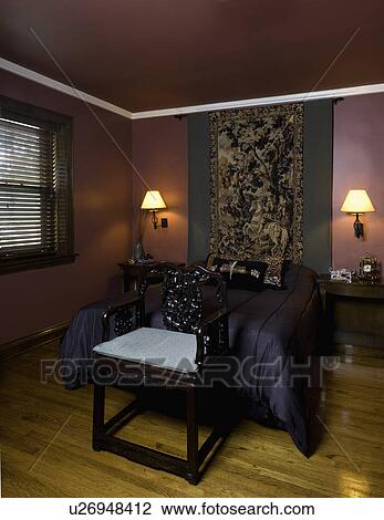 Bedroom Bold Dark Red Walls And Ceiling White Crown