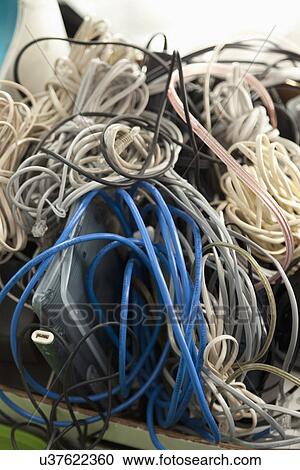 Stock Image - Box of cords; Burbank; California; USA. Fotosearch
