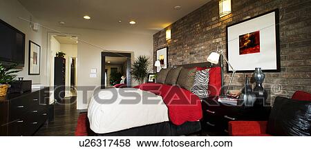 Brick wall in master bedroom; panoramic; Aliso Viejo; California; USA View Large Photo Image Stock Photo - Brick wall in master bedroom; panoramic; Aliso Viejo; California; USA. Fotosearch
