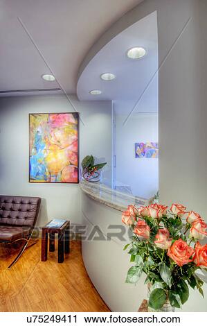 Stock Image - Bright reception area in contemporary office. Fotosearch