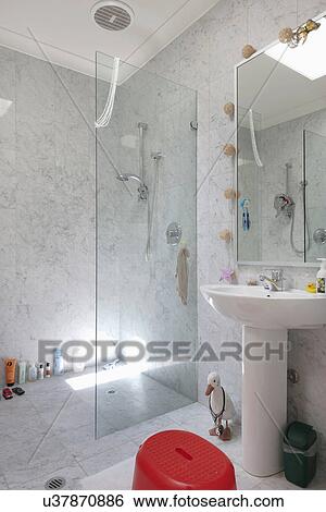 Children's bathroom with shower View Large Photo Image Stock Photograph - Children's bathroom with shower. Fotosearch
