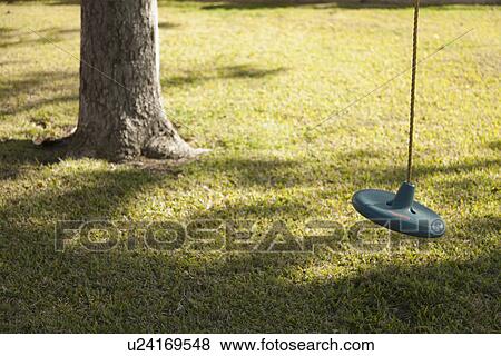 Children's swing hanging from tree View Large Photo Image Stock Photo - Children's swing hanging from tree. Fotosearch