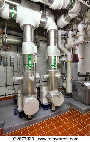 Stock Image - Chiller system at science classroom of university. Fotosearch