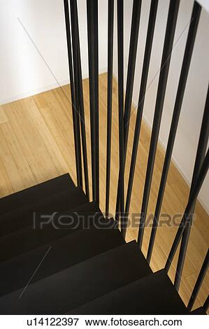 Close-up of staircase with poles as handrail View Large Photo Image Stock Photo - Close-up of staircase with poles as handrail. Fotosearch