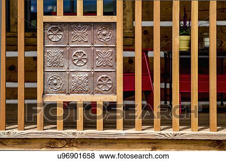 Stock Photo - Close-up of wooden railings. Fotosearch