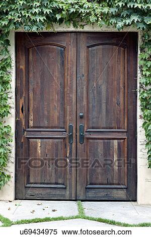 Stock Photography - Closed wooden door, California, USA. Fotosearch