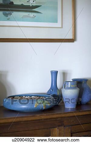 Collection of blue vases on sideboard; Carpinteria; California; USA View Large Photo Image Stock Image - Collection of blue vases on sideboard; Carpinteria; California; USA. Fotosearch
